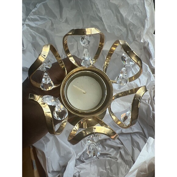 Weinfurtner Gold Plated Crystal Chandelier Candle Holder Brass Crystal Germany - Picture 3 of 9
